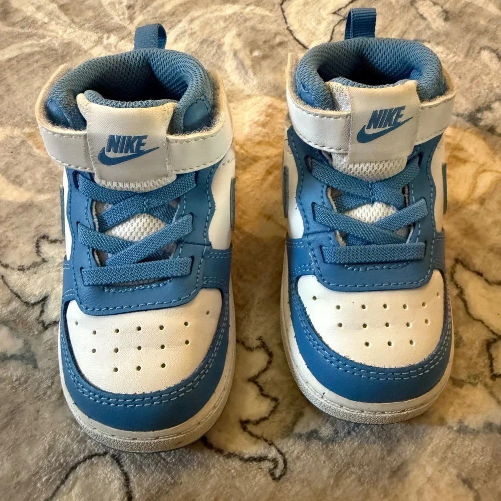 Nike Court Borough Mid 2 Toddler 6C White University Blue CD7784-123 Sneaker